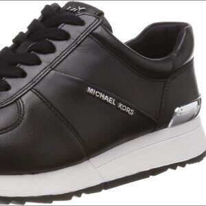 Michael Kors Size 9.5 Black Shoes Allie Trainer Leather Sneakers